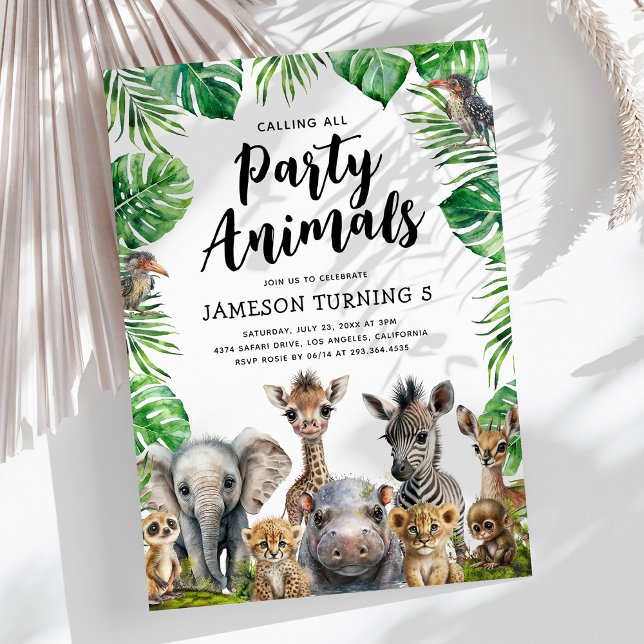 Invitation Enfants Safari Party Animaux Anniversaire (Créateur téléchargé)