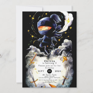 Invitation Enfants simples Ninja Anniversaire