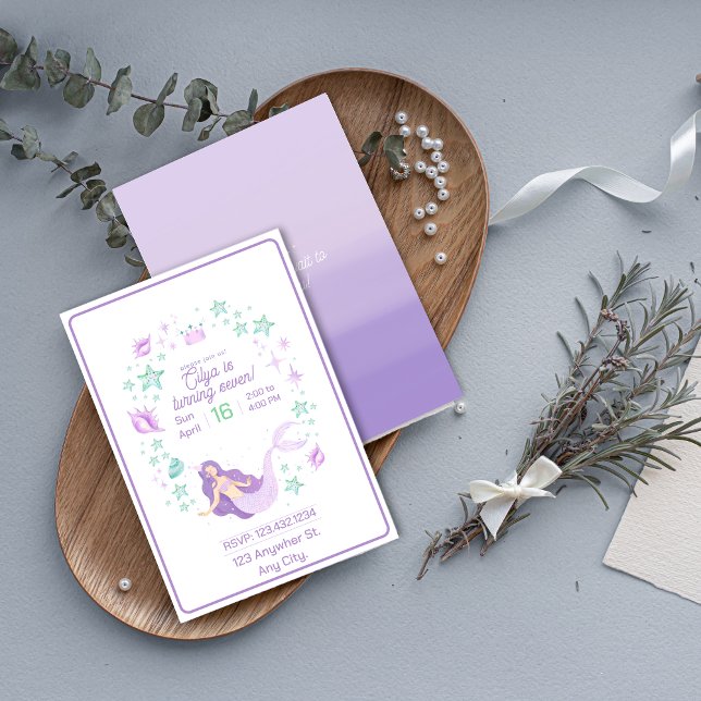 Invitation Enfants Sirène Anniversaire Splash (Kids Mermaid Birthday Splash Invitation)