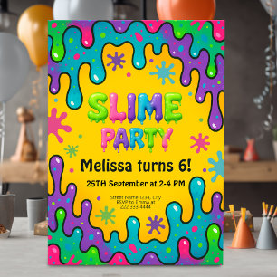 Invitation Enfants Slime Party Anniversaire