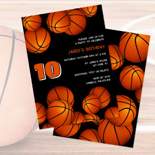 Invitation enfants sport sur mesure basket-ball fête d'annive