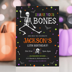 Invitation Enfants Squelette Halloween Anniversaire Invitatio