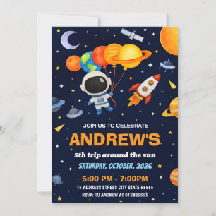 Invitation Enfants sur mesure Astronaute spatiale Anniversair