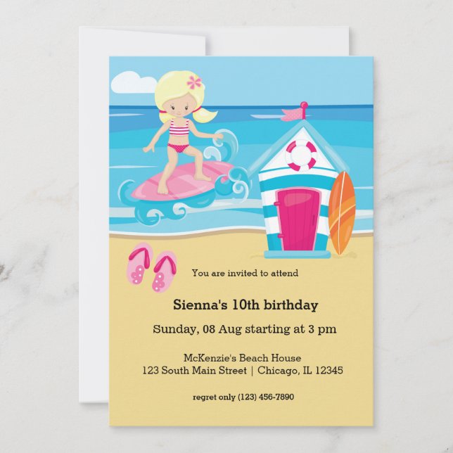 Invitation Enfants surfeurs (Devant)