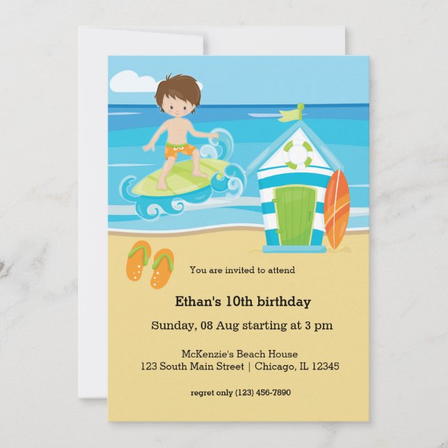 Invitation Enfants surfeurs (Devant)