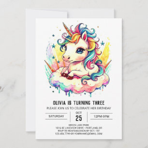 Invitation Enfants Unicorne Anniversaire Whimsy
