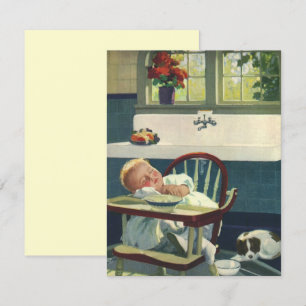Invitation Enfants vintages, Bébé endormi Haut fauteuil Invit