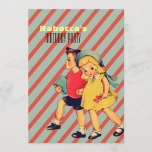 Invitation enfants vintages mignons fête d'anniversaire