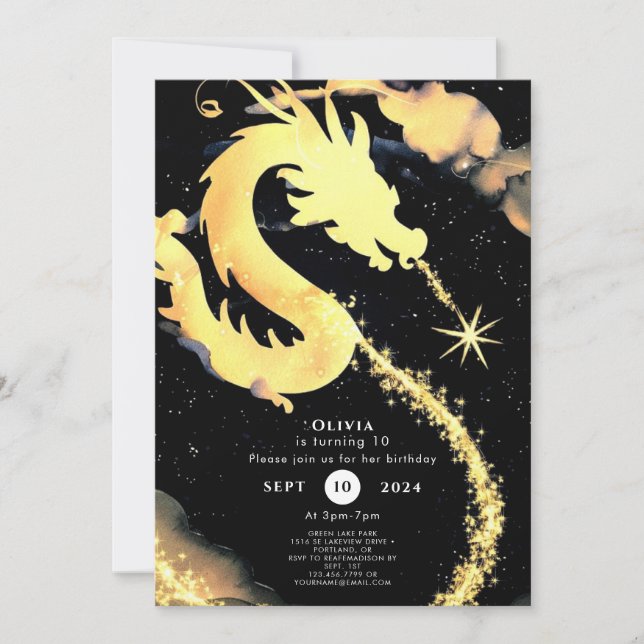 Invitation Enfants Whimsical Dragon Anniversaire (Devant)