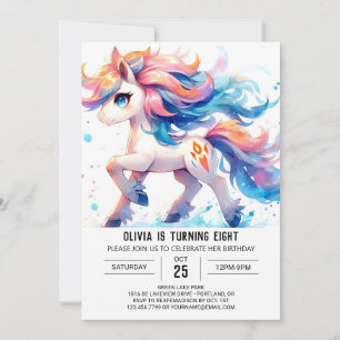 Invitation Enfants Whimsical Horse Anniversaire