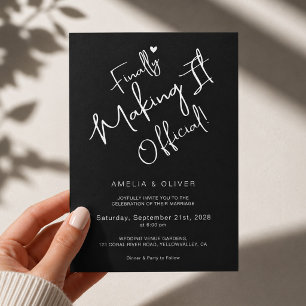 Invitation Enfin, le rendre officiel Mariage noir moderne