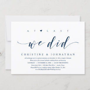 Invitation Enfin, nous avons fait, dîner de mariage en fuite 