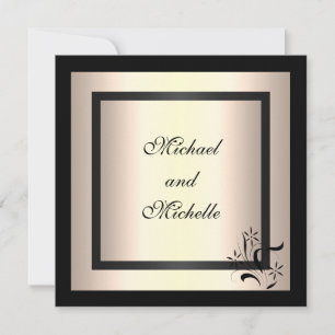 Invitation Engagement Glamour Cream Black Floral