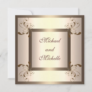 Invitation Engagement Glamour Crème Fleur Or