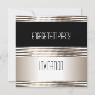 Invitation Engagement Party Art Déco Crème Noir