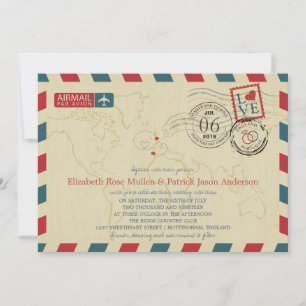 Invitation England UK / Portugal Airmail  Mariage