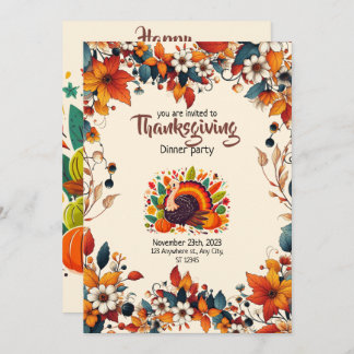 INVITATION ENJOY A FEAST WITH SEASONAL FLOWERS AND TURKEY