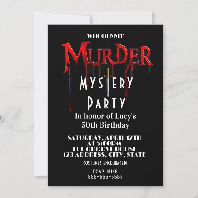 Invitation enquête sur un meurtre mystère Meurtre (Devant)