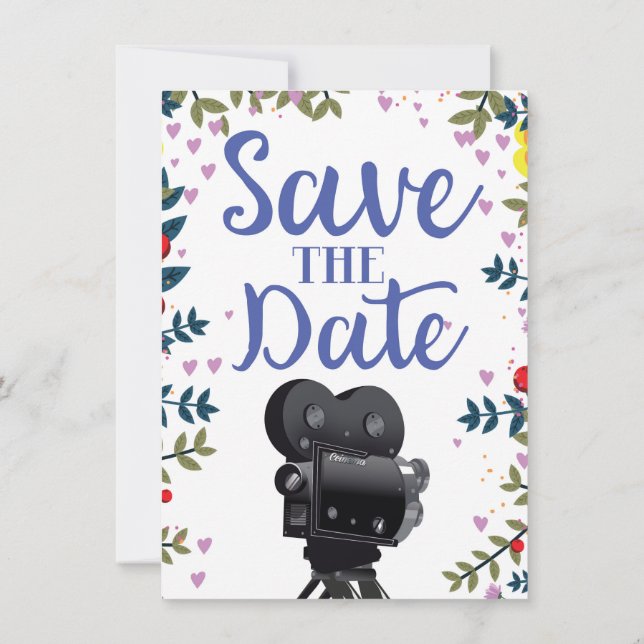 Invitation Enregistrer La Caméra De Film Mariage Date (Dos)