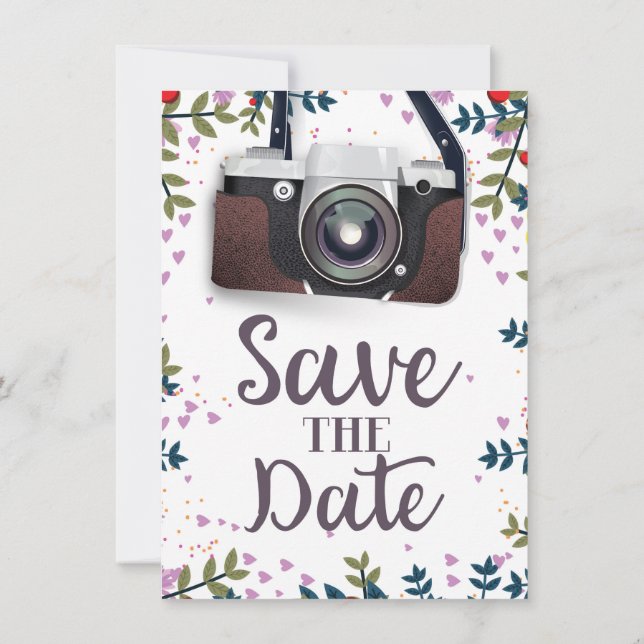 Invitation Enregistrer la caméra Vintage date (Dos)