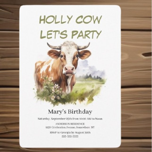 Invitation enregistrer la date 50e vache anniversaire (Celebrate a milestone with our charming 50th Birthday cow invitation!)