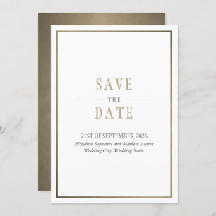 Invitation Enregistrer la date Blanc Bronze Or