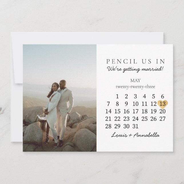 Invitation Enregistrer la date Calendrier Gold Heart Mai 2023 (Devant)
