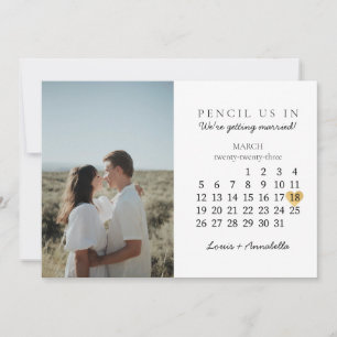 Invitation Enregistrer la date Calendrier Gold Heart Mars 202