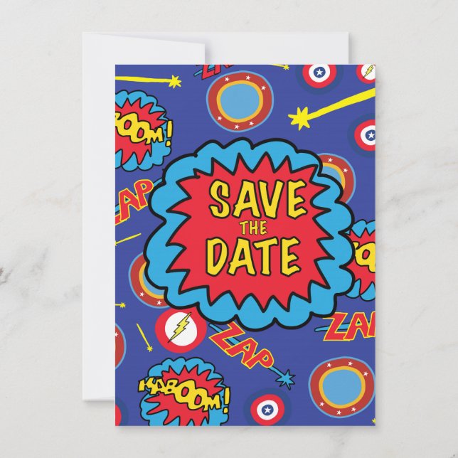 Invitation Enregistrer la date Comic Heroes (Dos)