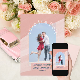 Invitation Enregistrer la date de tendance   Photo Blancs ros