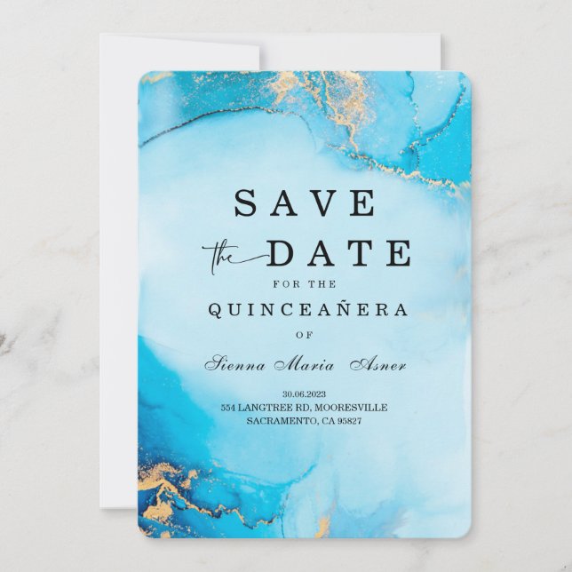 Invitation Enregistrer la date des idées de Quinceanera (Devant)