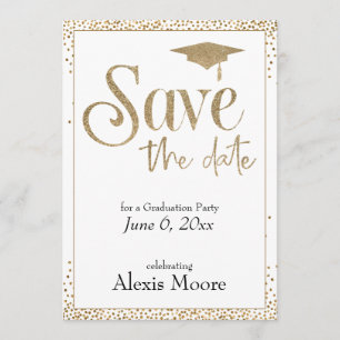 Invitation Enregistrer la date d'une fête de graduation Gold