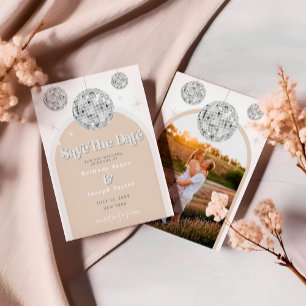 Invitation Enregistrer la date Elegant Retro Disco Groove pho
