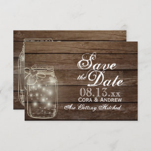 Invitation Enregistrer la date Elegant Rustic Mason Jar Lumiè