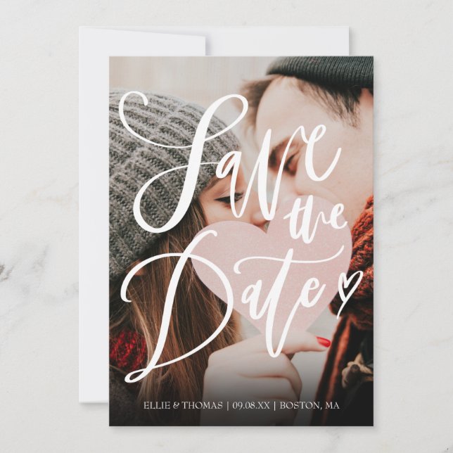 Invitation Enregistrer la date Elegant Script Photo moderne (Devant)