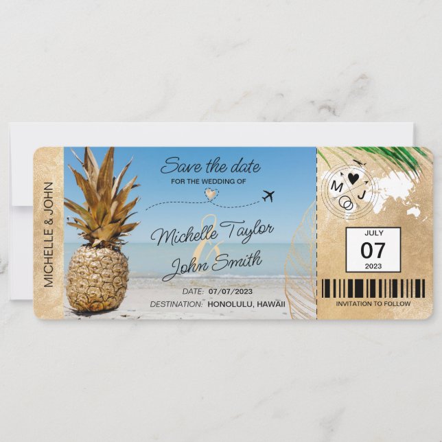Invitation Enregistrer la date Embarquement Pass World Map An (Devant)