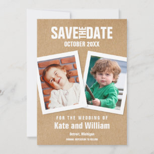 Invitation Enregistrer la date Enfance Photos Boho Rustic