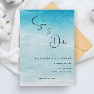 Invitation Enregistrer La Date Été Blue Ocean Beach Mariage