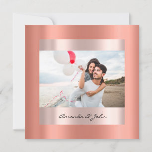 Invitation Enregistrer la date Fiançailles Rose Coral photo d