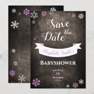 Invitation Enregistrer la date Flacon de neige rustique babys