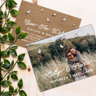Invitation Enregistrer La Date Gold Kraft Foto Country Bird K