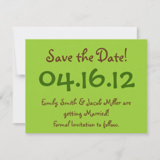 Invitation Enregistrer la date Lime verte et Brown