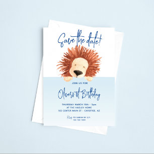 Invitation Enregistrer la date Lion bébé 1er anniversaire