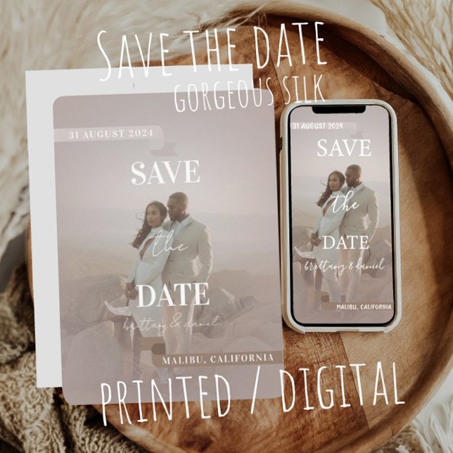 Invitation Enregistrer la date - magnifique_soie couleur choc (Créateur téléchargé)
