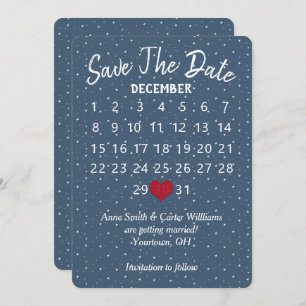 Invitation Enregistrer la date Mariage Calendrier Star Snowfl