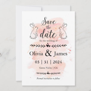 Invitation Enregistrer la date Mariage de Pâques noir et blan