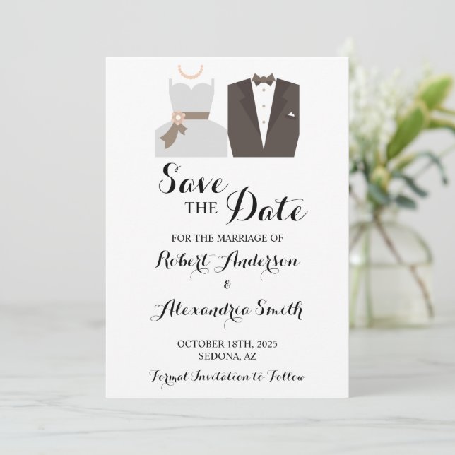 Invitation Enregistrer la date Mariage mariée et mariée (Debout devant)