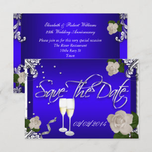 Invitation Enregistrer la date Mariage Royal Blue Anniversair