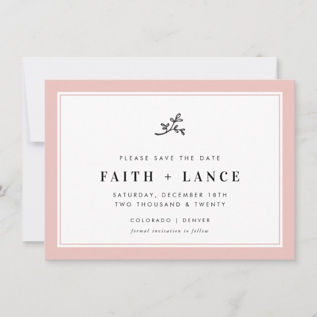 Invitation ENREGISTRER LA DATE moderne sprig mignon bordure r (Devant)