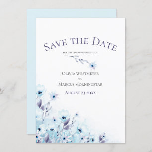 Invitation Enregistrer la date Pale Blue Anemone Garden